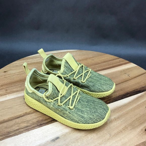 Adidas Pharrell Williams HU Gold Lace Up Sneakers Low Top Shoes Little Kids Size - Picture 1 of 7